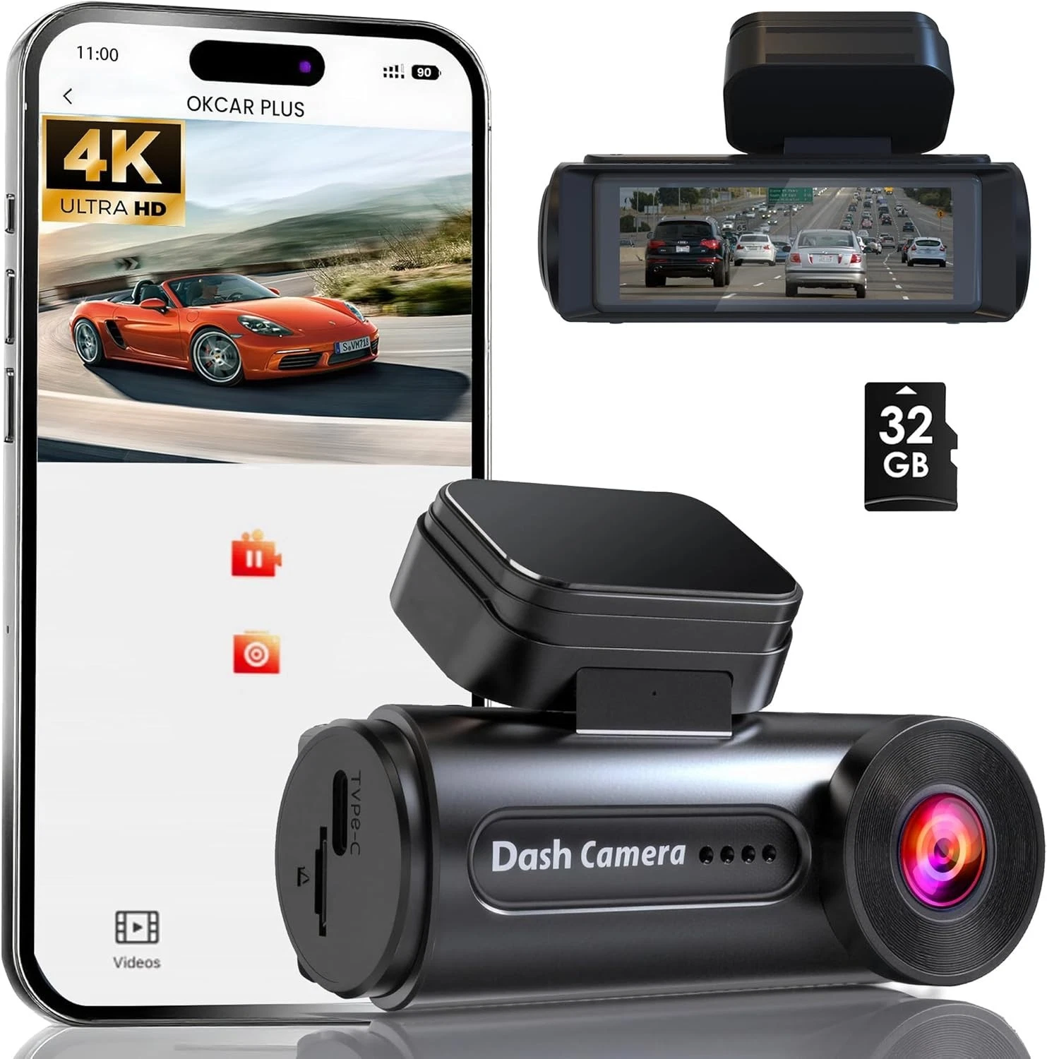 4K Dash Cam with WiFi & 32GB Card - Javiscam