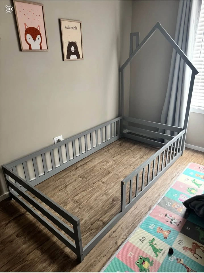 Grey Toddler House Bed Frame with Rails - photo 3
