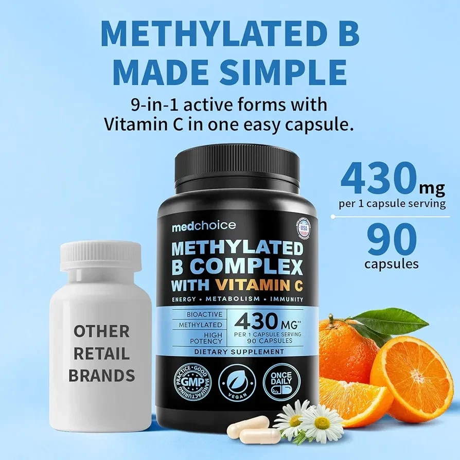 9-in-1 Methylated B Complex with Vitamin C, B12 - Vegan