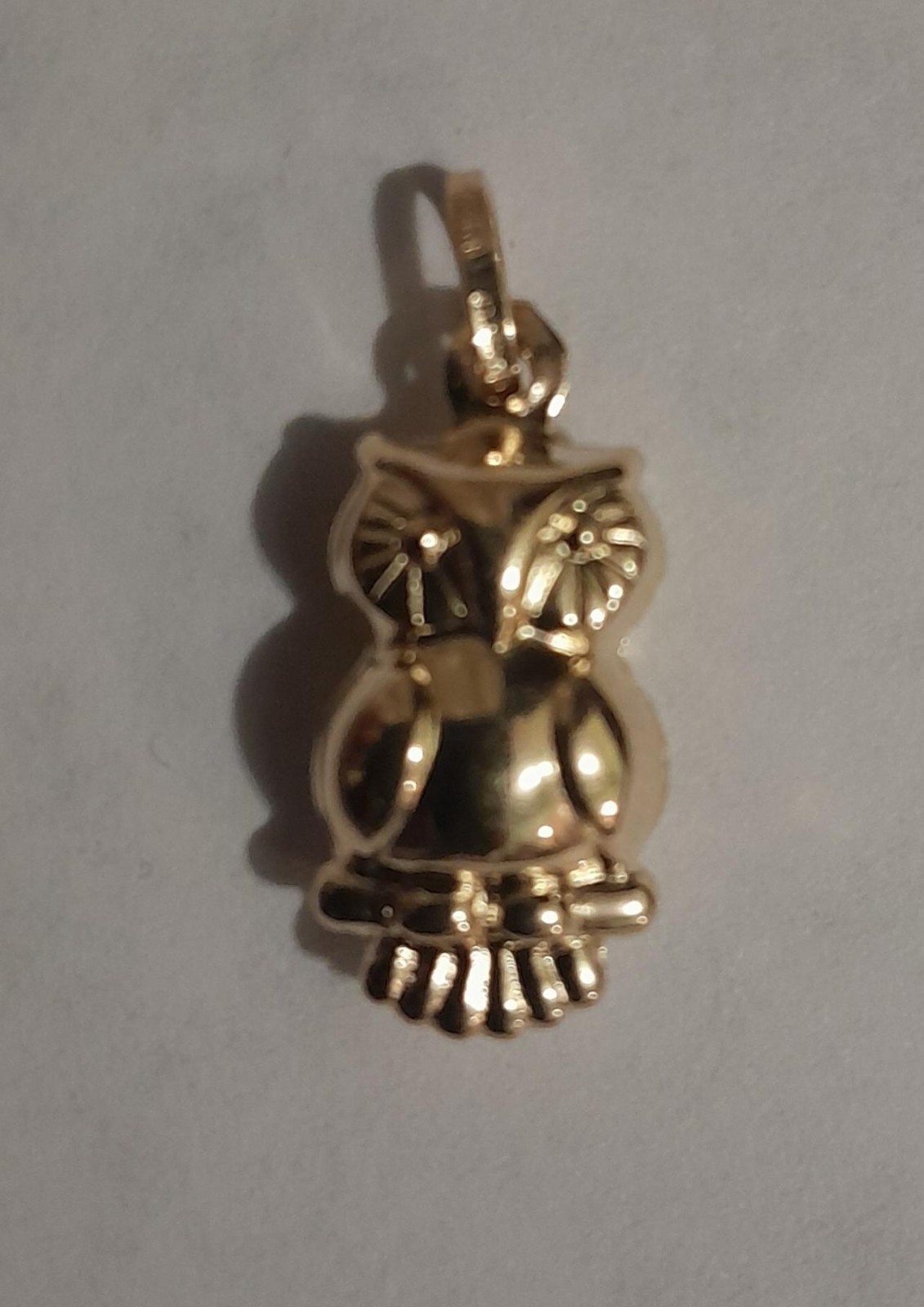 14K Yellow Gold Polished Owl Charm Pendant