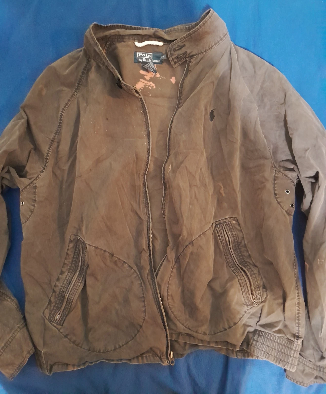Vintage Polo Ralph Lauren Harrington Jacket 90’s Brown Cotton Fu