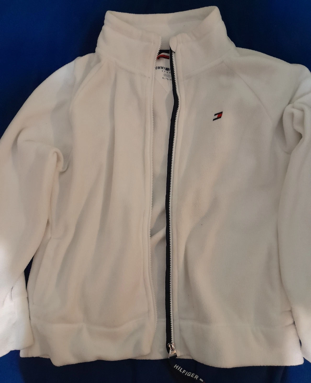 Tommy Hilfiger White Fleece Hooded Jacket - Women's XL
