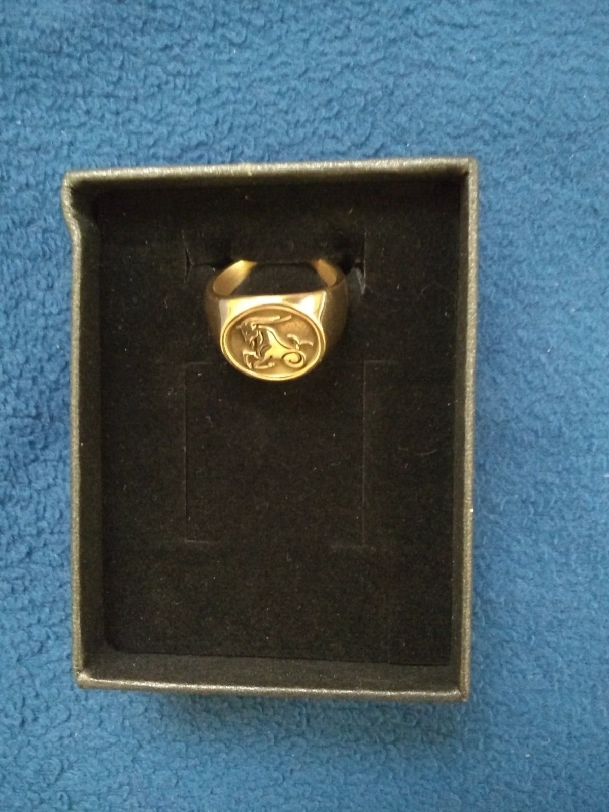 Capricorn Zodiac Sign Gold Coloured 925 Sterling Silver Ring Siz - photo 2