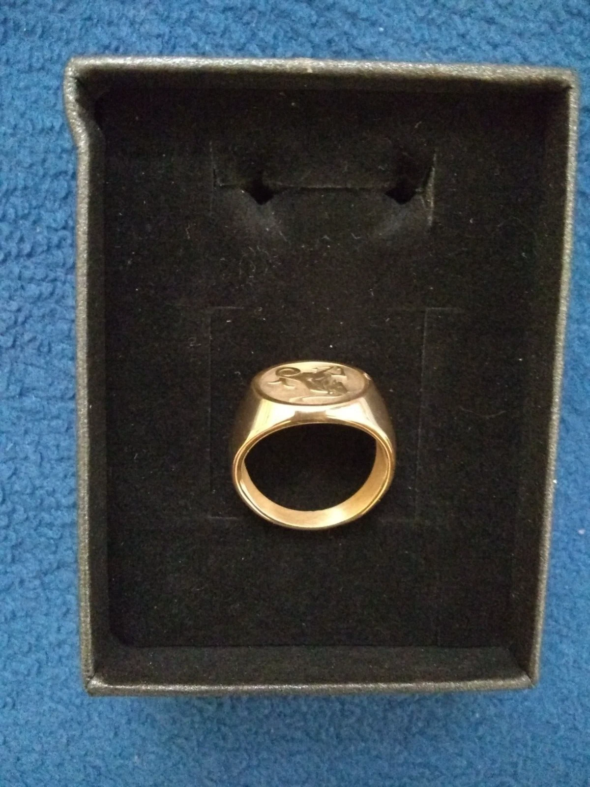 Capricorn Zodiac Sign Gold Coloured 925 Sterling Silver Ring Siz - photo 4