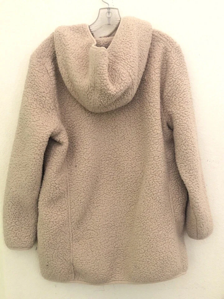 Tommy Hilfiger Women's Large Sherpa Fleece Hoodie Beige Zip Up J - photo 3
