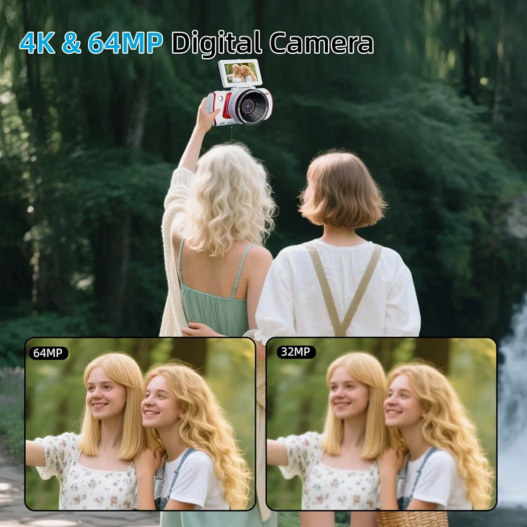 4K Digital Camera 64MP WiFi Vlogging Cam, 18X Zoom, Flip Screen - photo 2