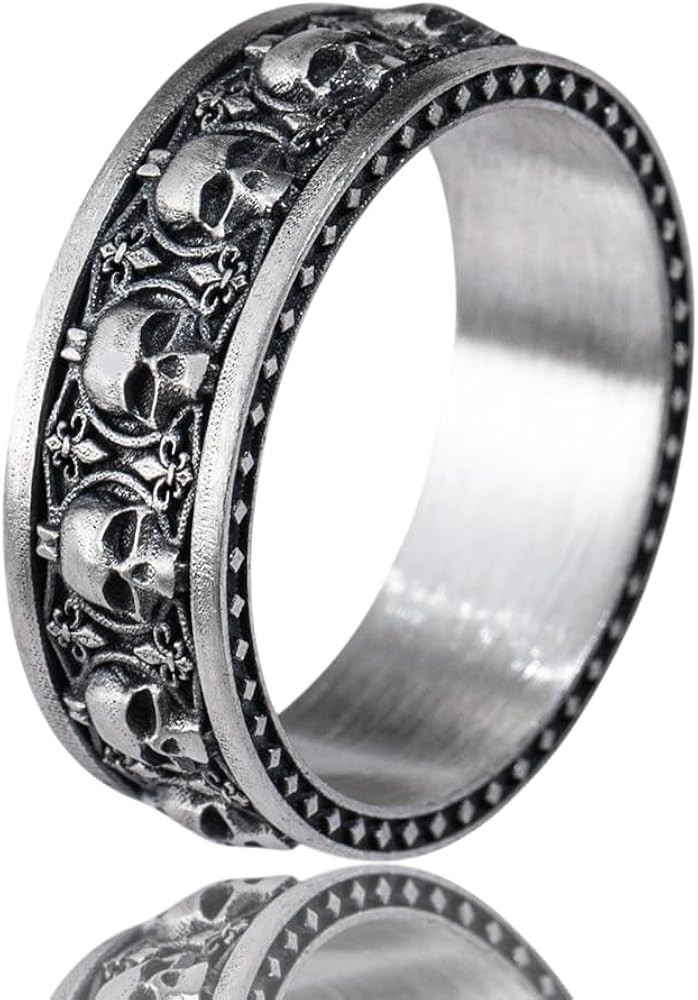 925 Sterling Silver Vintage Skull Oxidized Ring