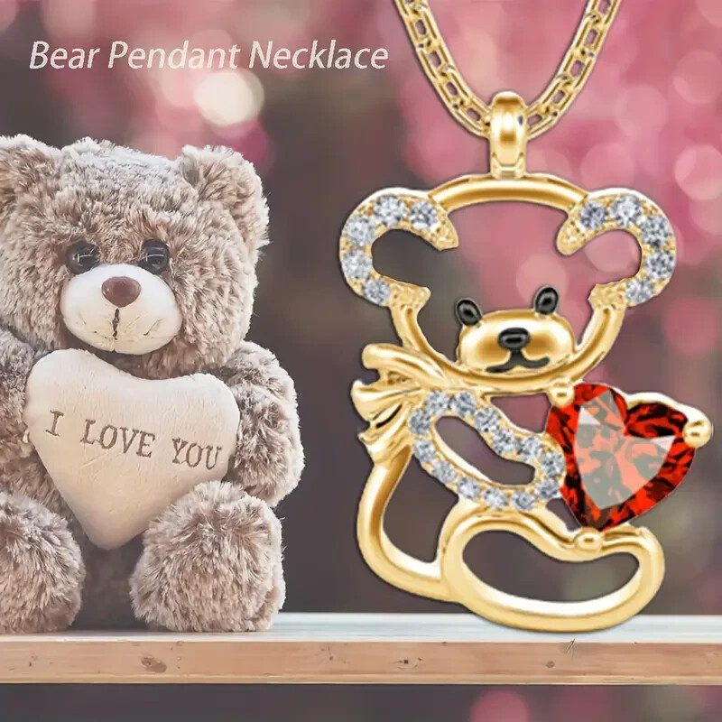 Teddy Bear Necklace Crystal w/ Chain - Gift - photo 3