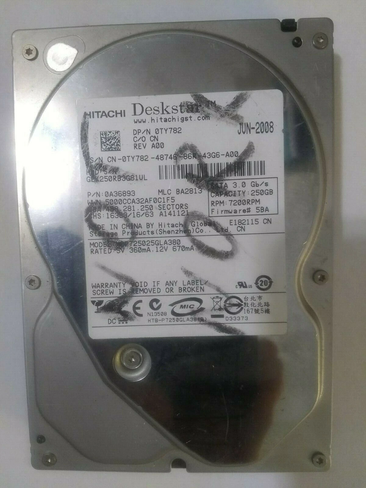 250GB Hitachi 3.5" SATA Desktop Hard Drive - photo 2