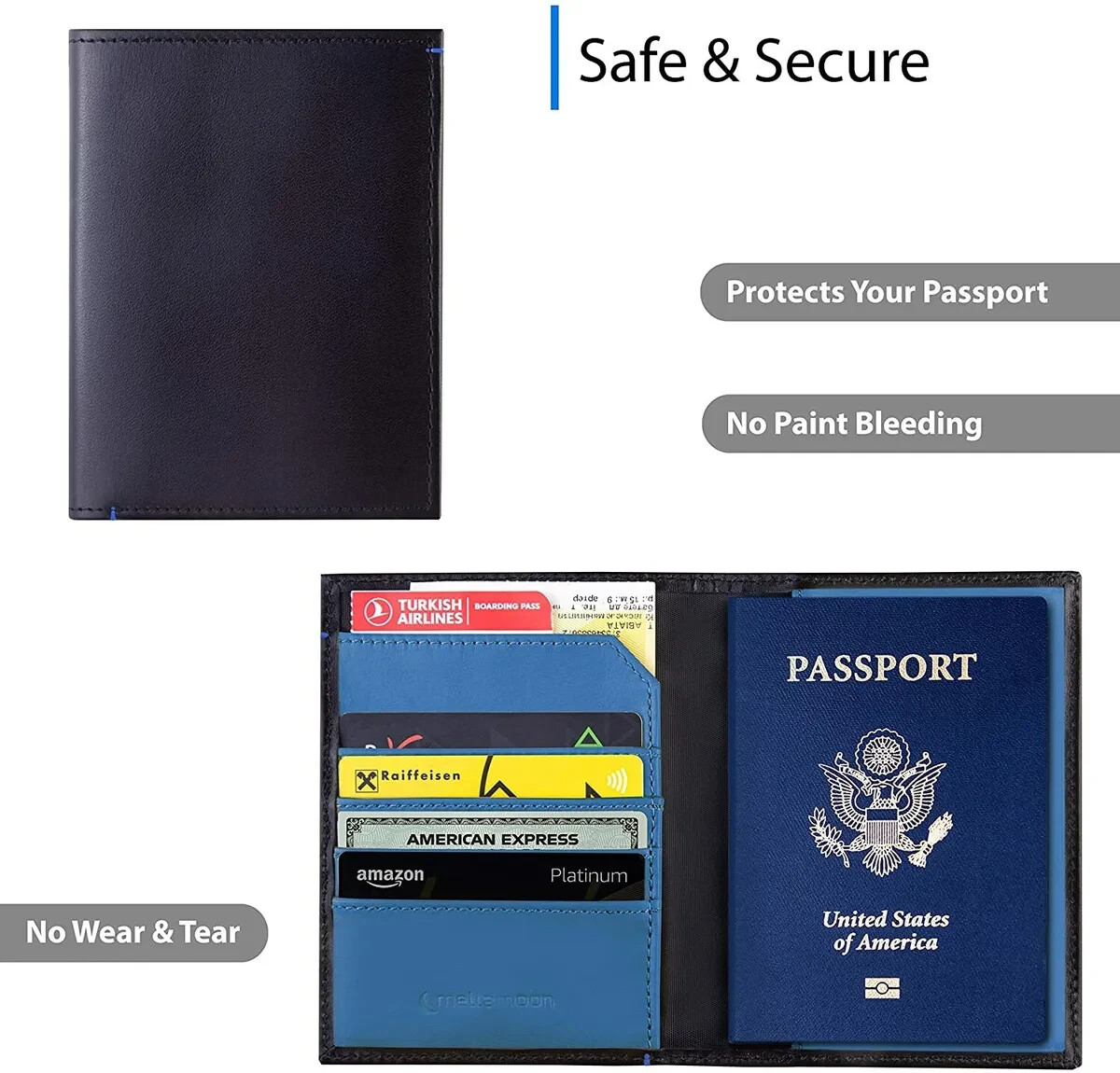 Leather Passport Cover Credit Card Holder Wallet