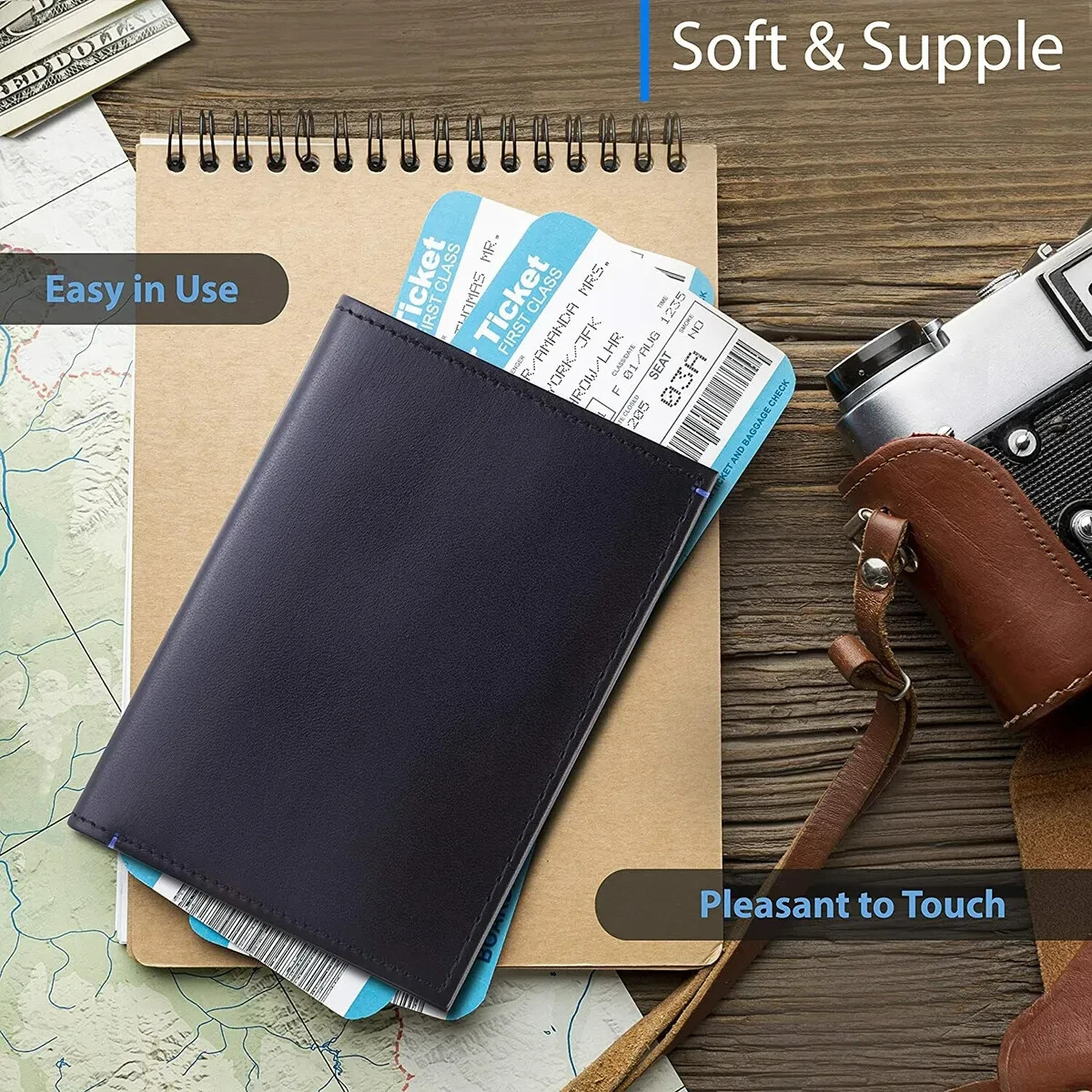 Leather Passport Cover Credit Card Holder Wallet - photo 5