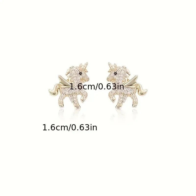 Unicorn Stud Earrings Crystal Fashion Earrings for Women Girl - photo 4