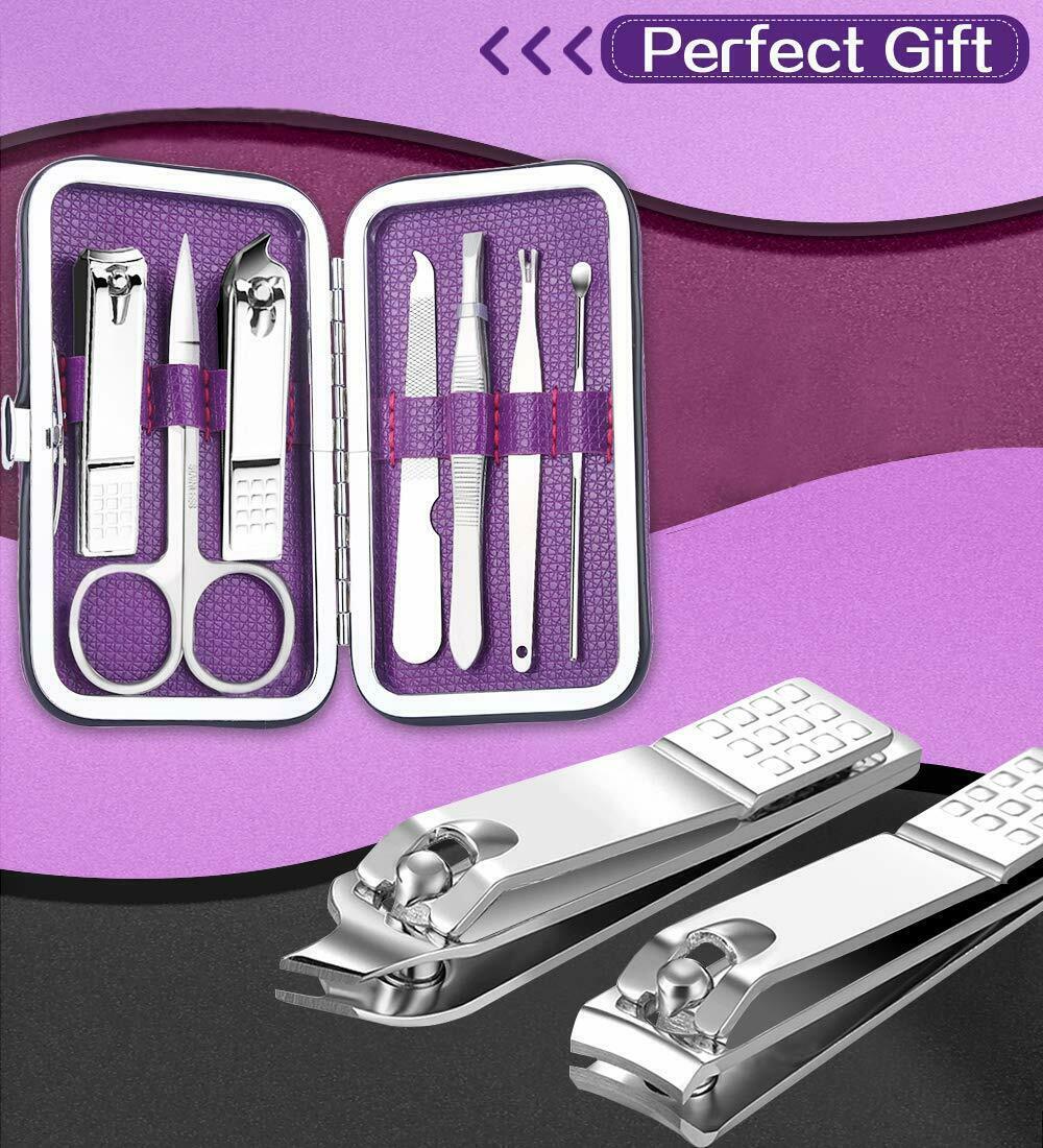 Professional 7 in 1 Manicure Pedicure Kit Nail Clippers w/ Purpl - photo 2