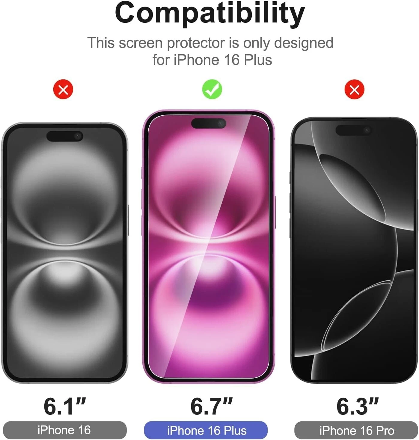 3 Pack Screen Protectors for iPhone 16 Plus (6.7") - photo 3
