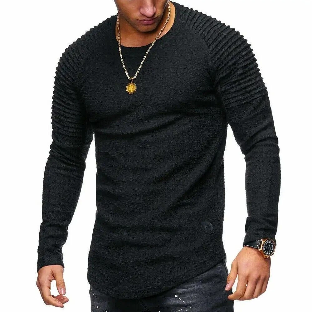 Men's Athletic Workout Long Sleeve T-Shirt - Black, L-XL - photo 2