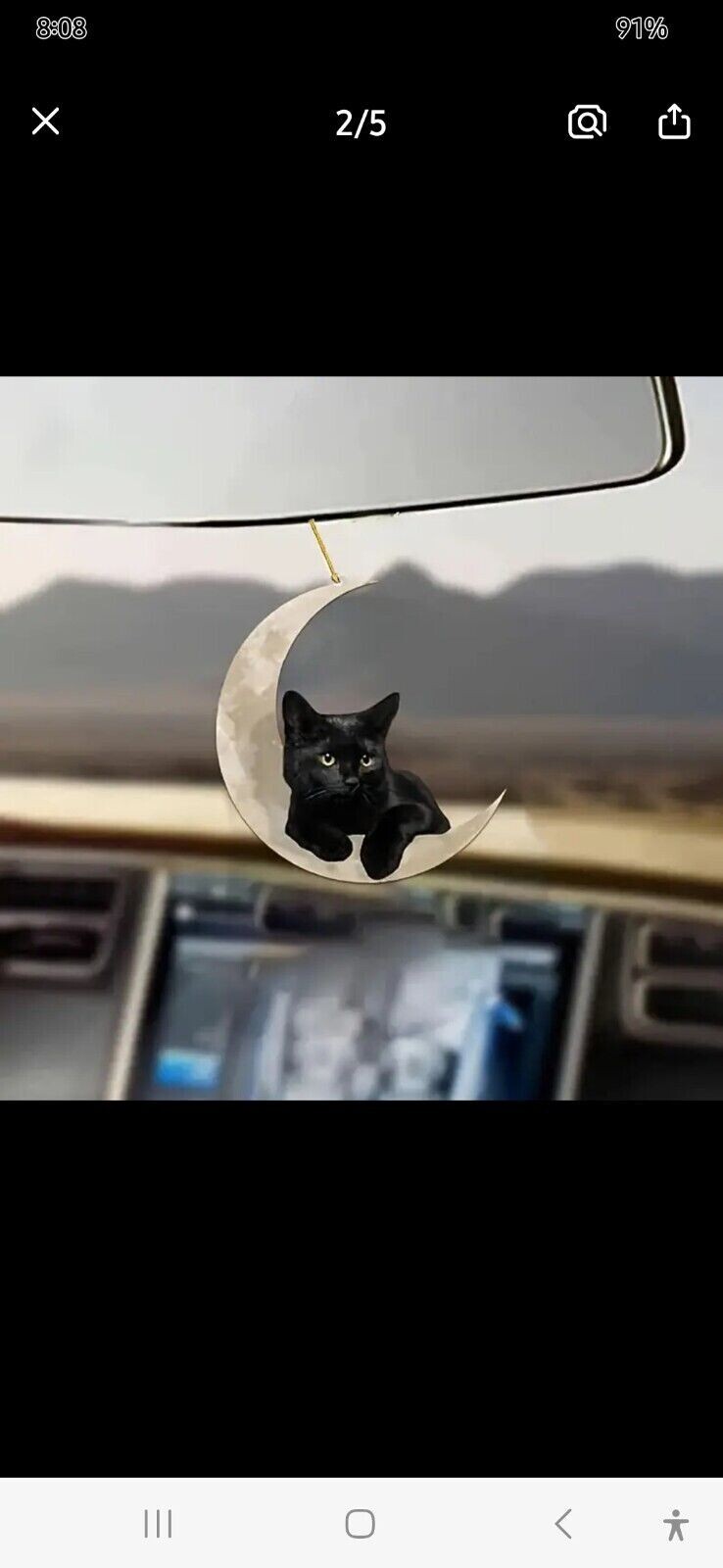 Black Cat Hanging Moon Ornament Decor - photo 2
