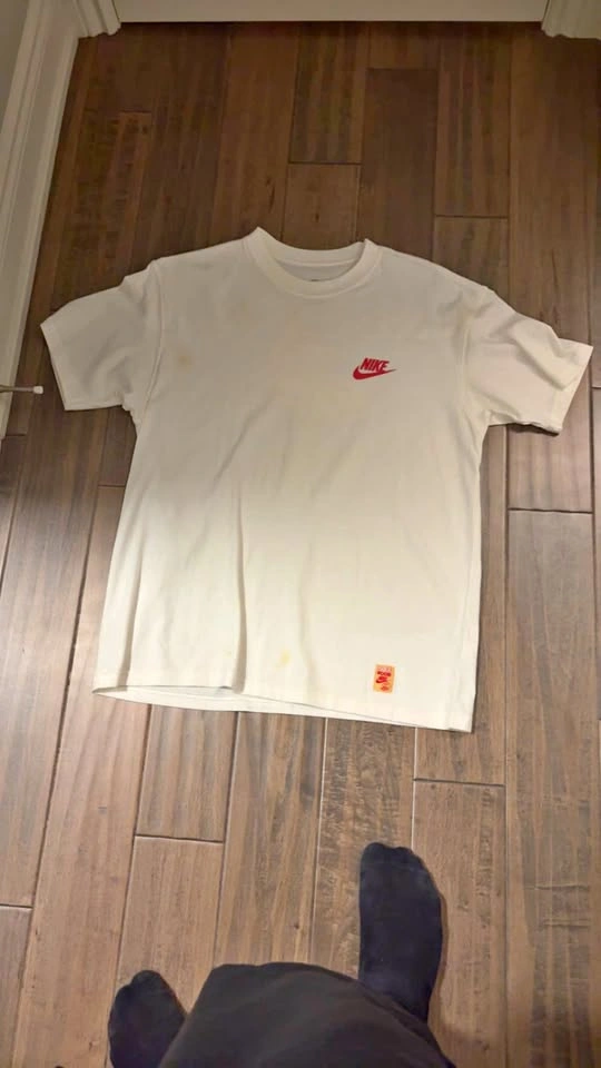 Nike Red & White T-Shirt - Men's Medium (Fits Large)