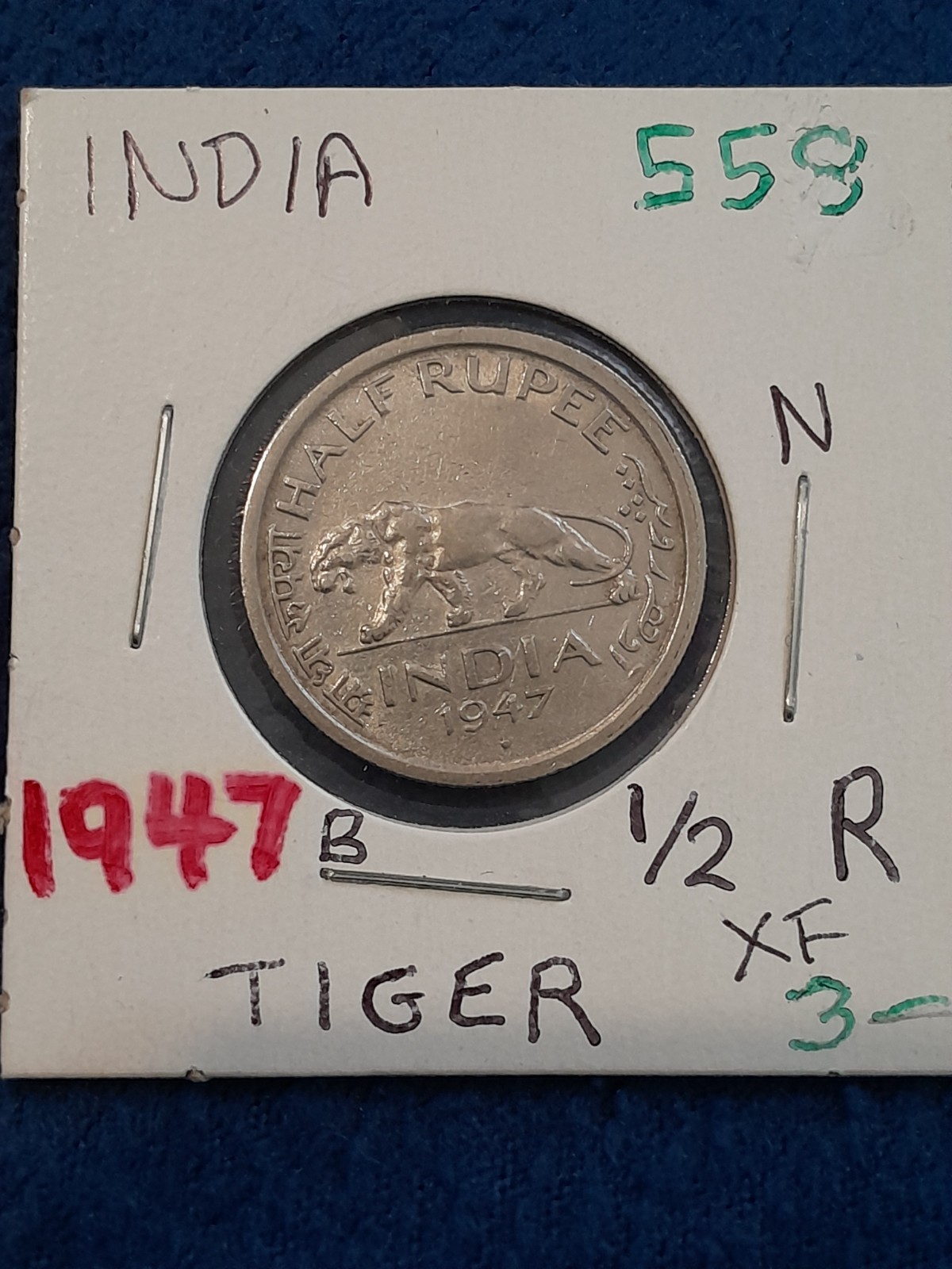 British India 1/2 Rupee Coin King George VI Km:553 1946-1947