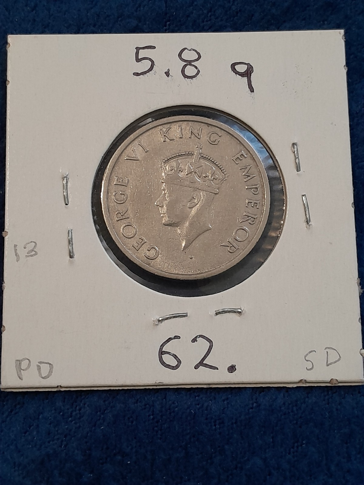 British India 1/2 Rupee Coin King George VI Km:553 1946-1947 - photo 2
