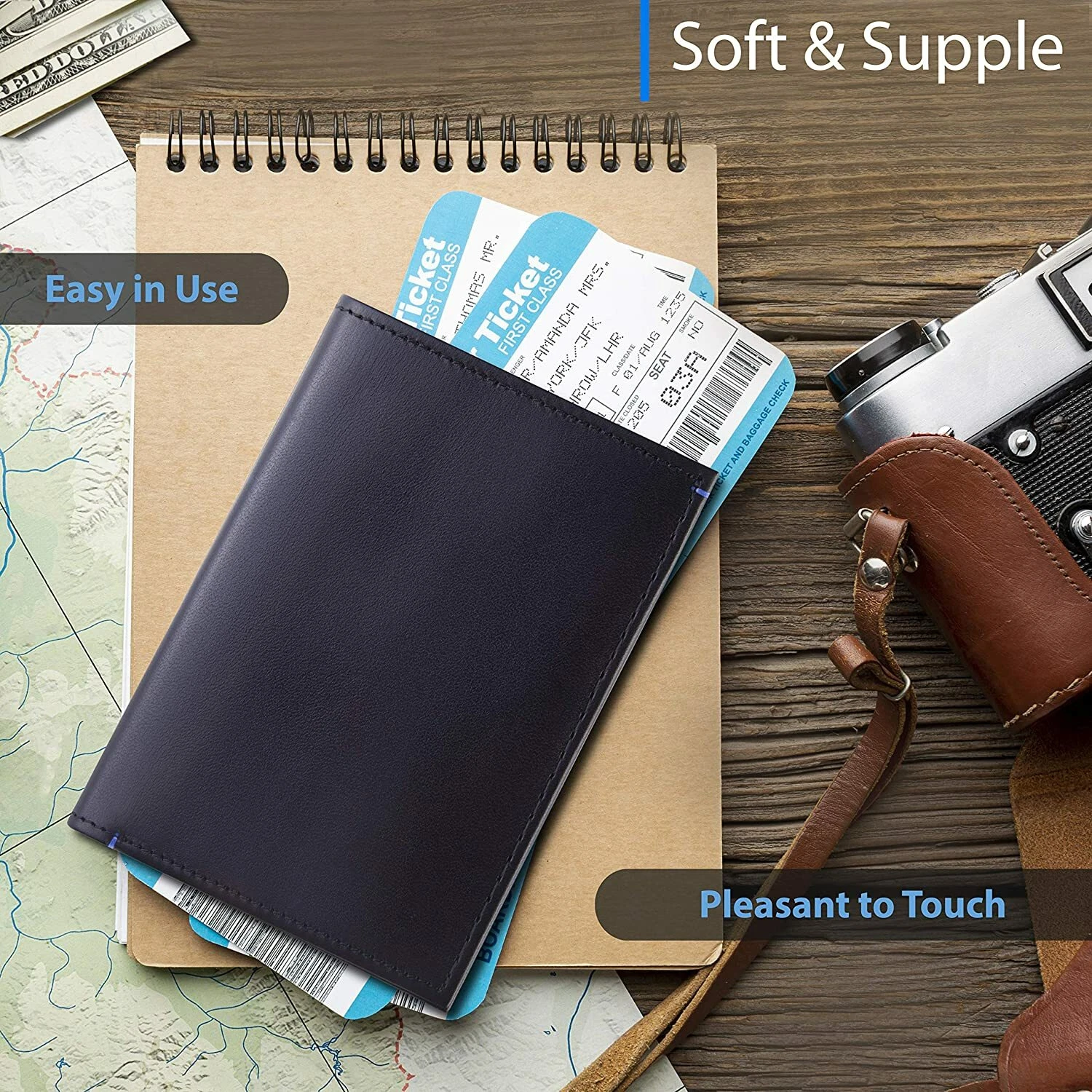 Leather Passport Cover Credit Card Holder Passport Wallet - photo 3