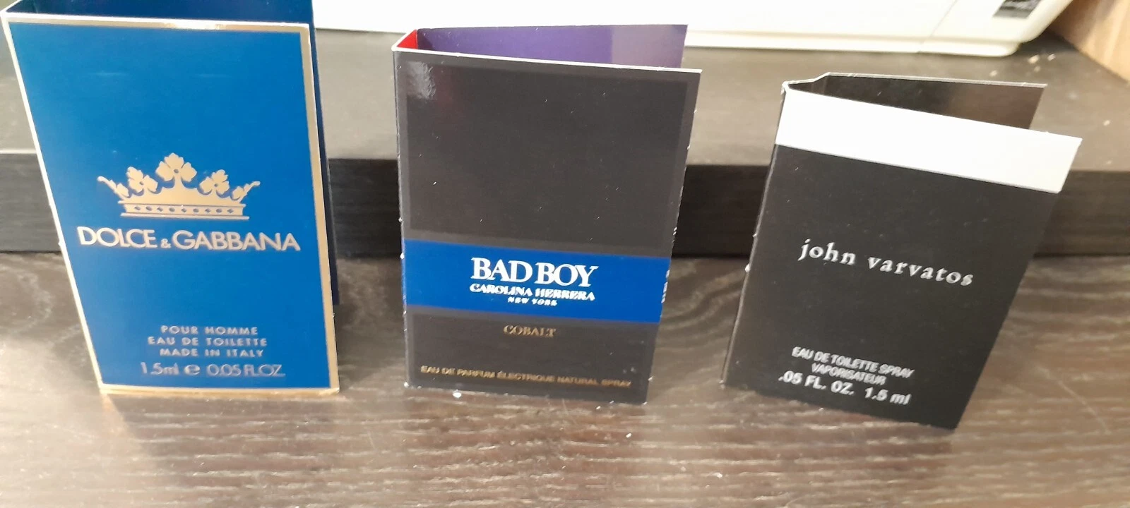 3 Pack Men Parfum Dolce Gabbana/Bad Boy/John Varvatos Vial Trave