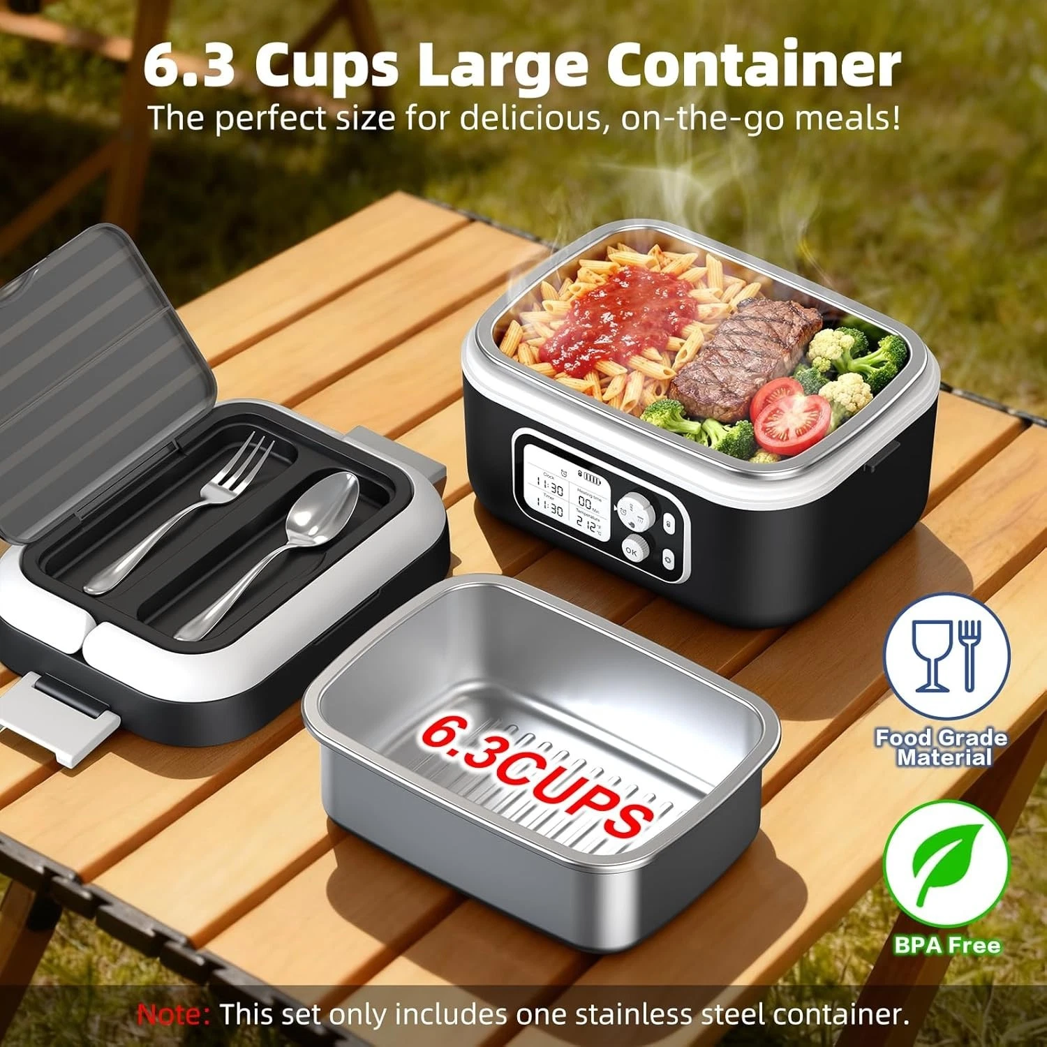 Cordless Heated Lunch Box - 6.3 Cup 100W Food Warmer - photo 5