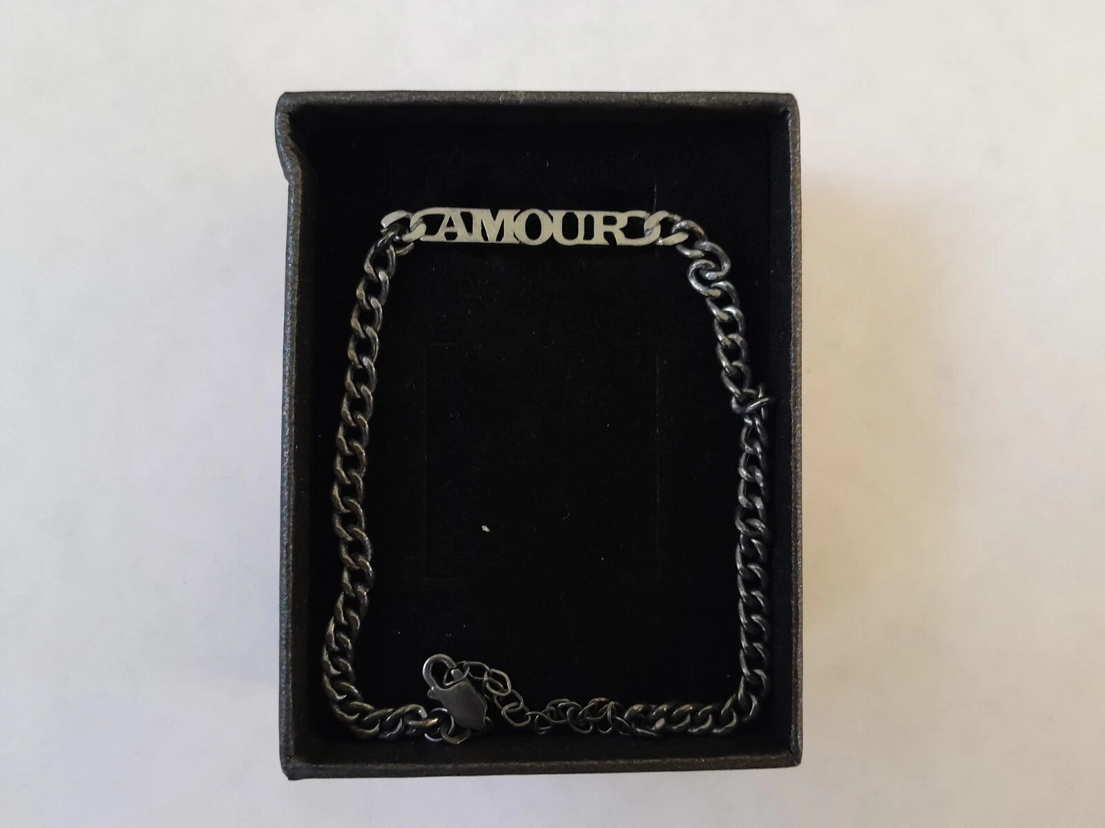 Amour Cuban Chain Bracelet Rhodium Filled 925 Sterling Silver 8