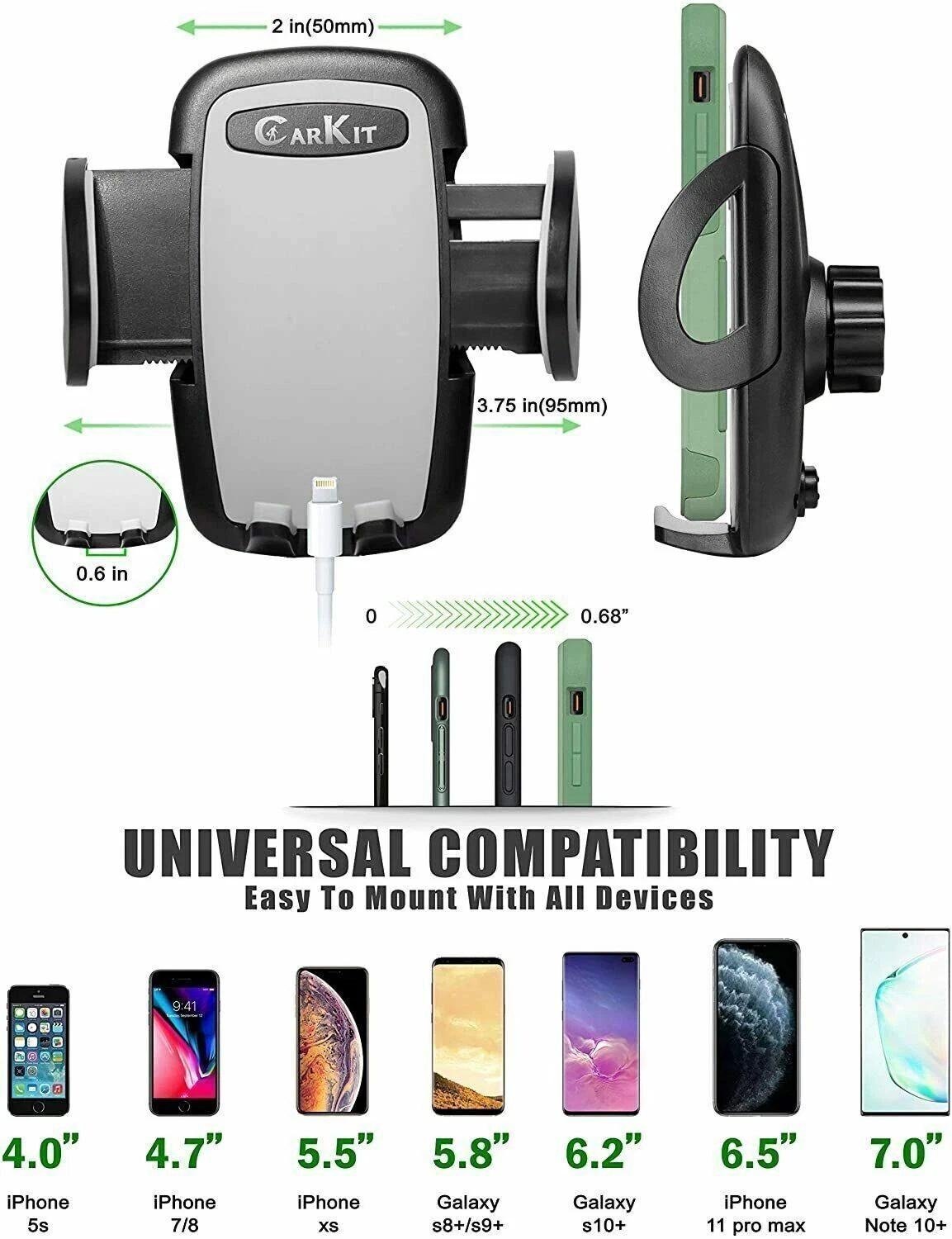 Phone Mount Vehicle Dashboard Cellphone Holder Universal 2-IN-1