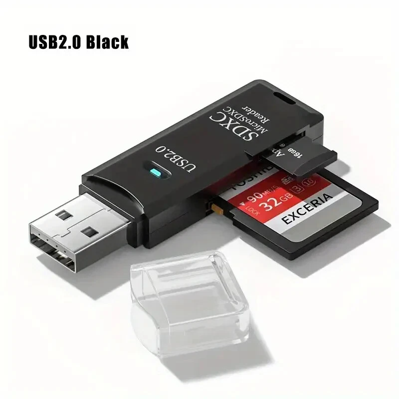 USB 2.0/3.0 High-Speed 2-in-1 SD/TF Card Reader