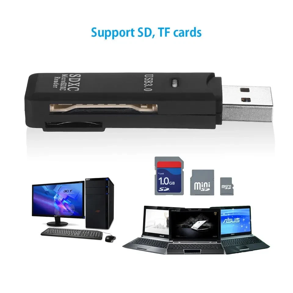 USB 2.0/3.0 High-Speed 2-in-1 SD/TF Card Reader - photo 2