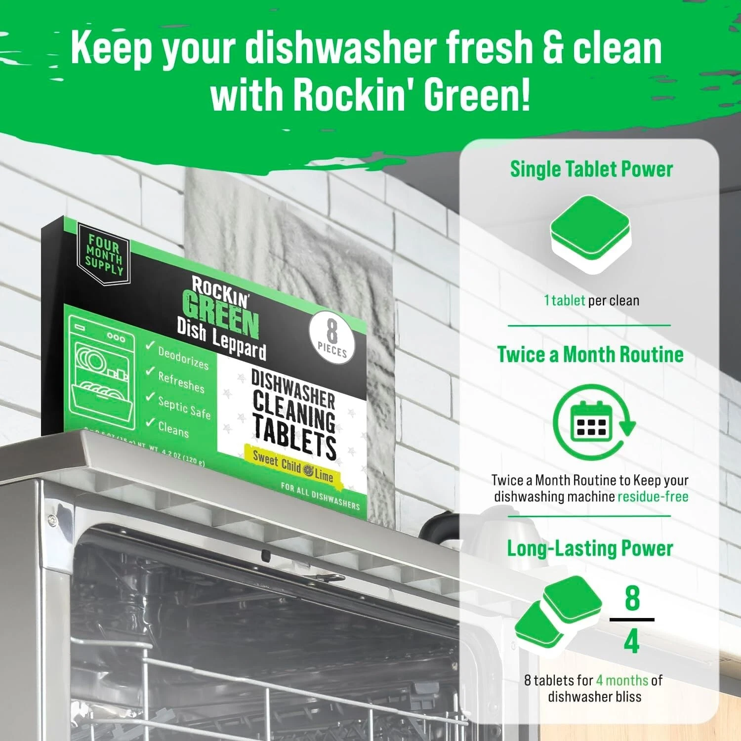 Dishwasher Cleaner Tablets (8 Pack) - Septic Safe - photo 4