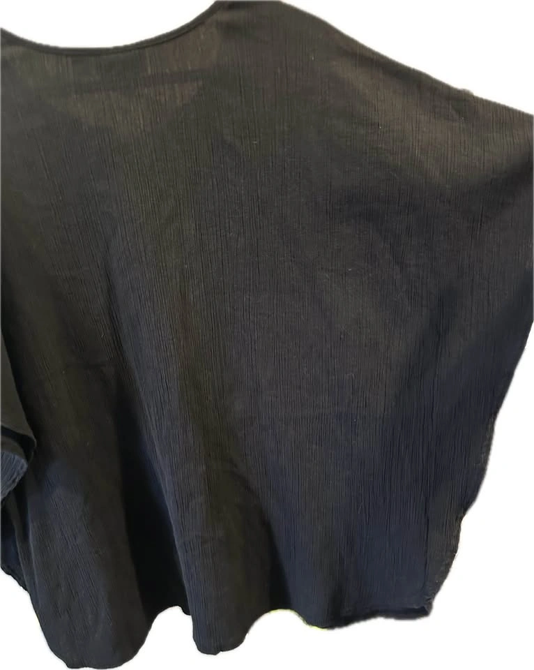 Denim & Co. Black Gauze Embroidered Butterfly Sleeve Top Blouse - photo 5