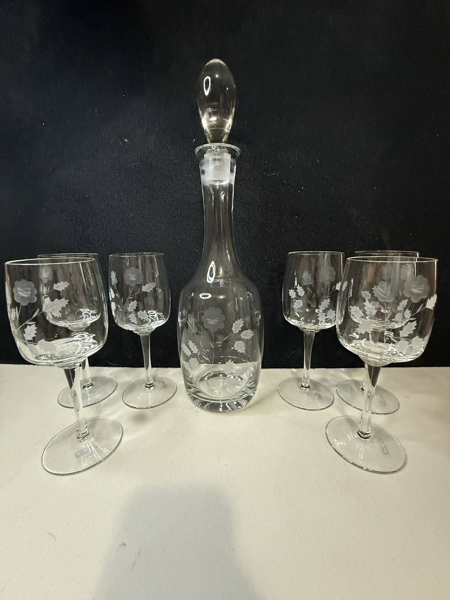 Toscany Crystal Flower Etched Wine Decanter Set - photo 2
