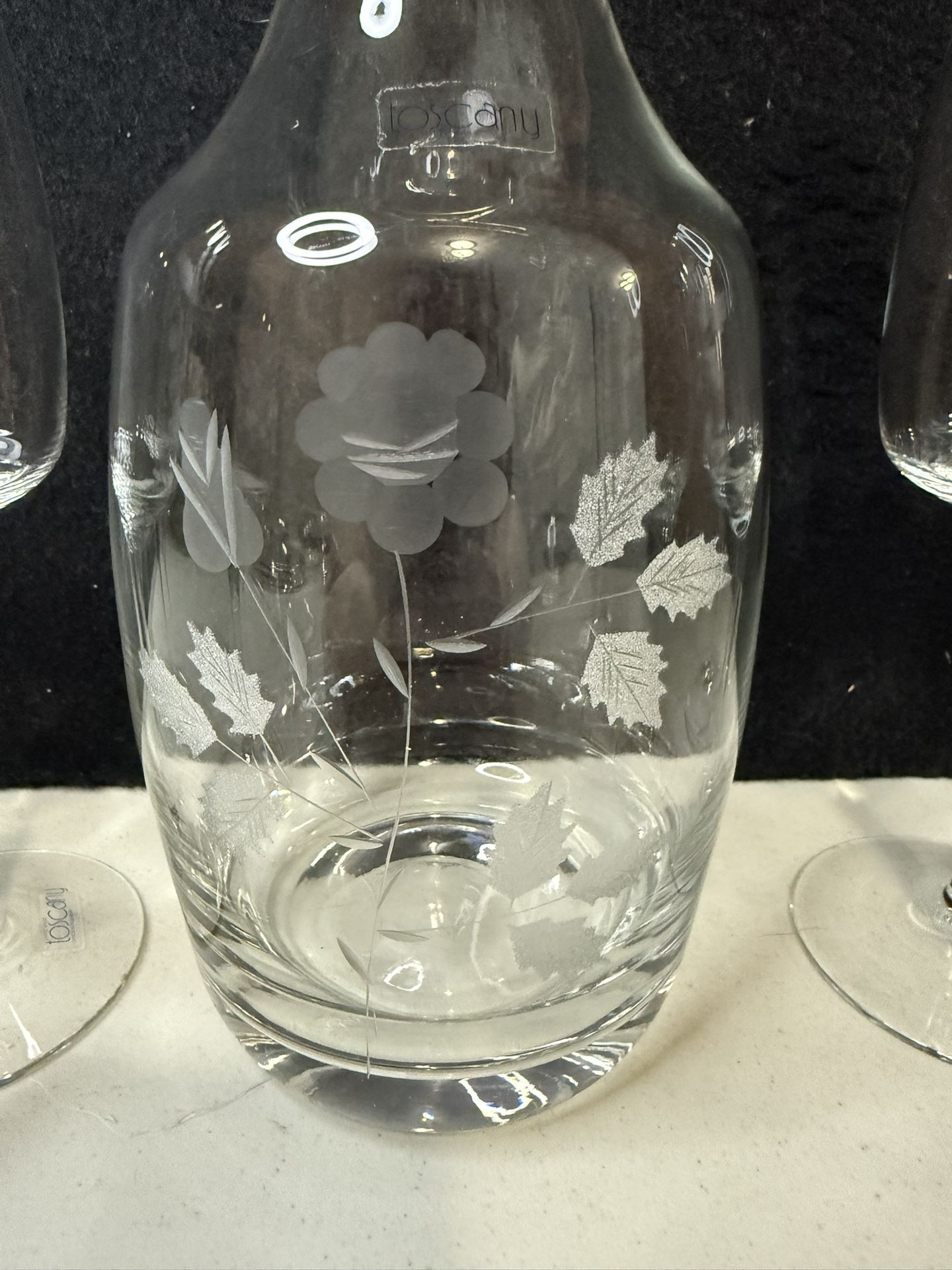 Toscany Crystal Flower Etched Wine Decanter Set - photo 3