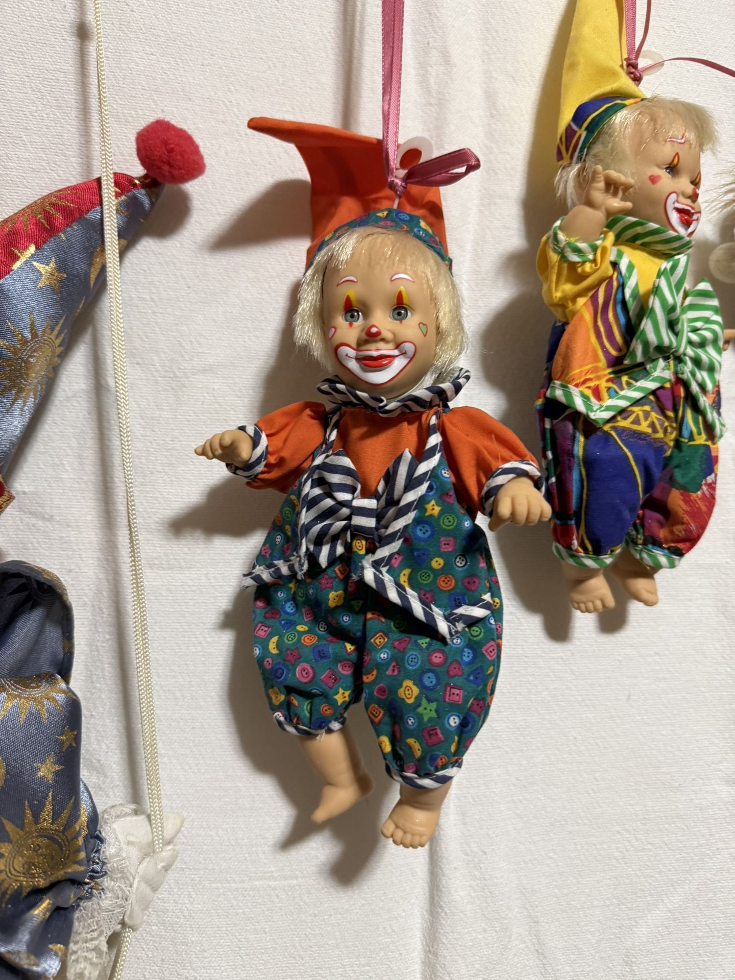 Vintage Clown Doll On Swing Marionette Puppet Porcelain Face - photo 4