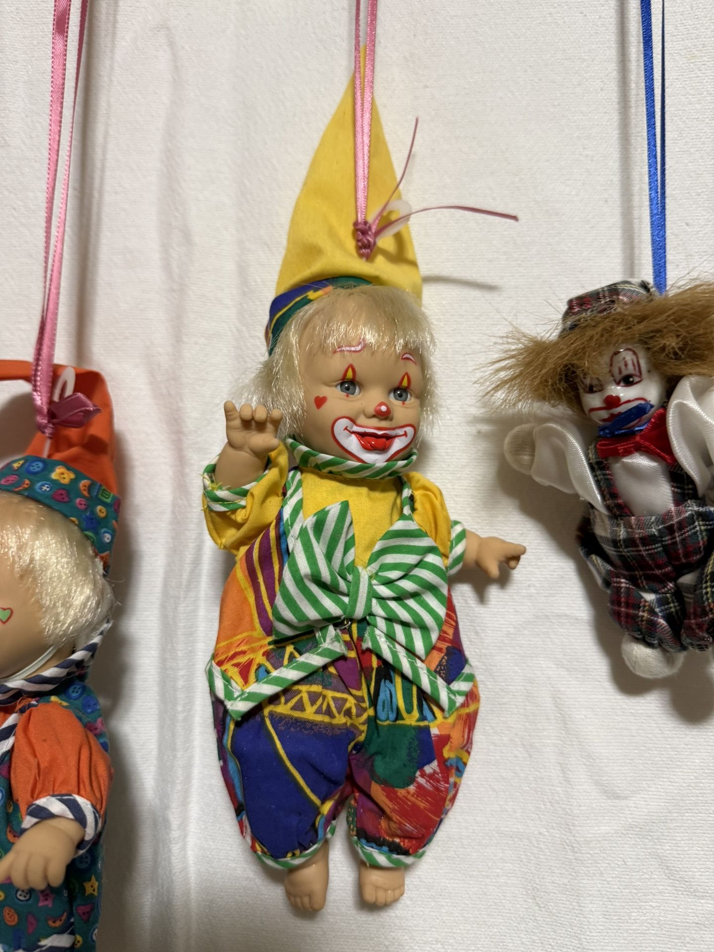 Vintage Clown Doll On Swing Marionette Puppet Porcelain Face - photo 5