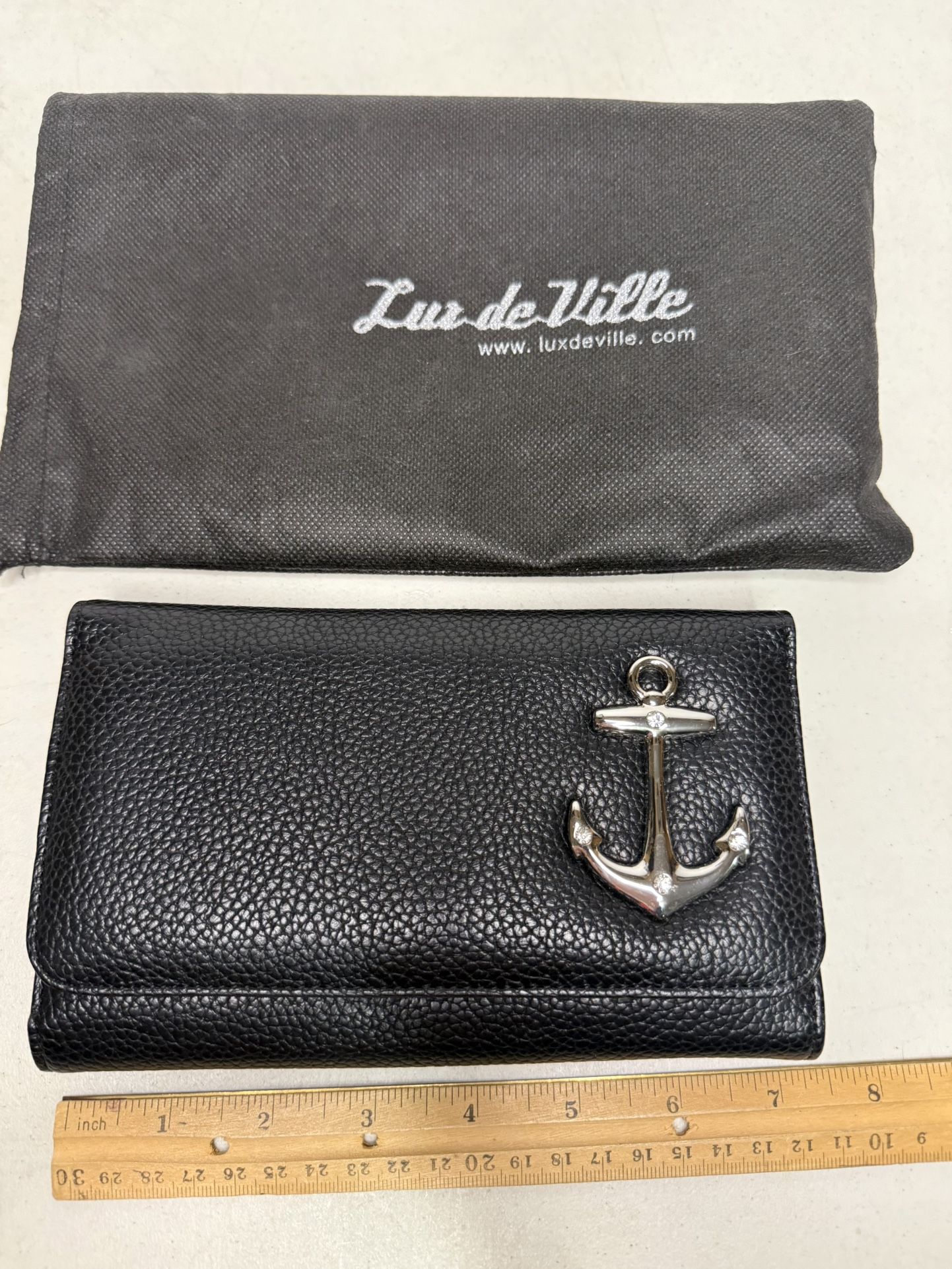 Lux de Ville Black Nautical Trifold Wallet - New Without Tags