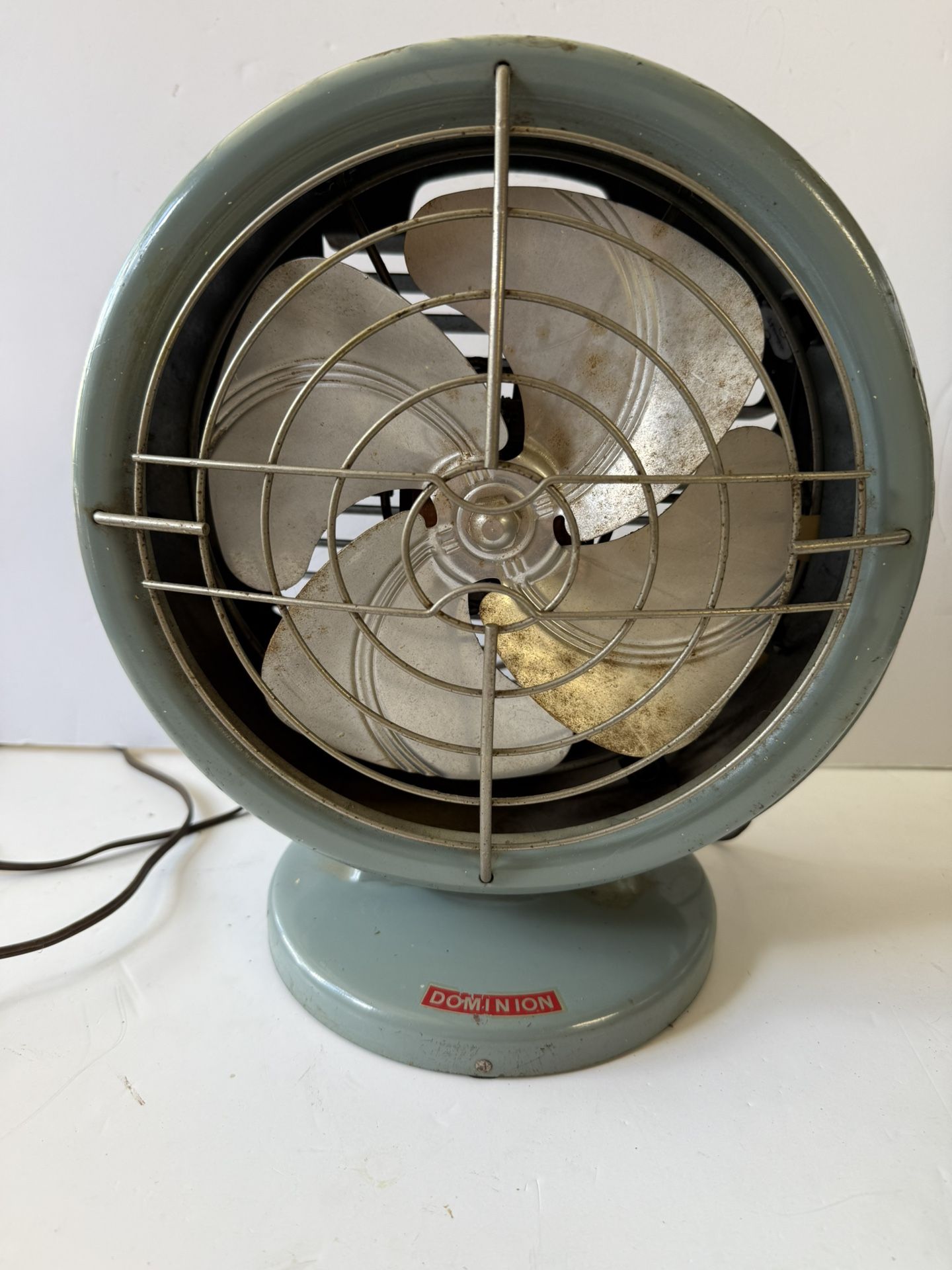 Vintage Dominion Metal Four Blade Fan Model 1528 MCM Tested Work