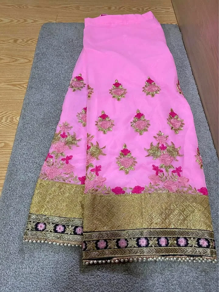 Beautiful 😍 Georgette suit with heavy pearl work sharara thumbnail