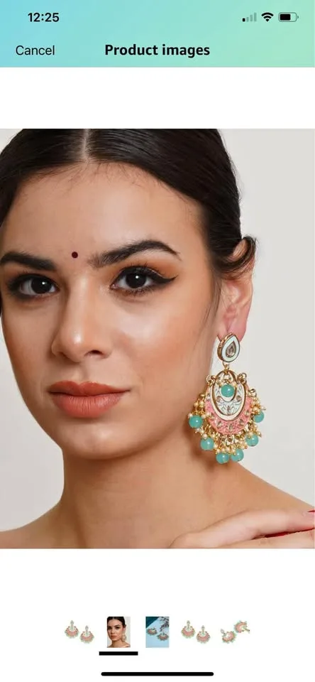 Beautiful kundan earrings brand new thumbnail