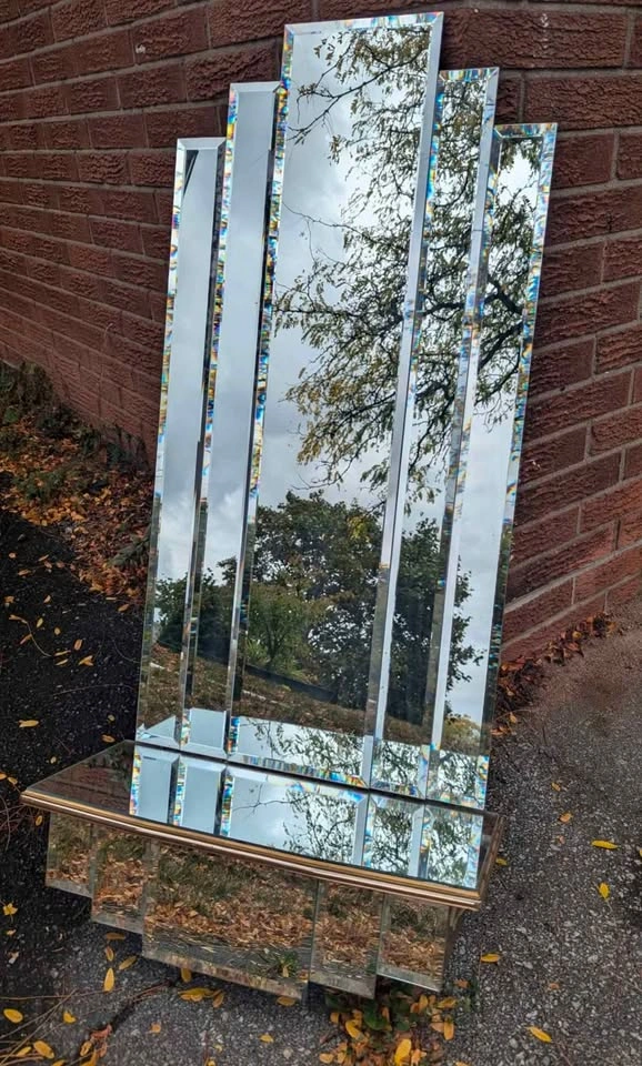 Rare Art Deco Beveled Mirror Shelf Unit - photo 2