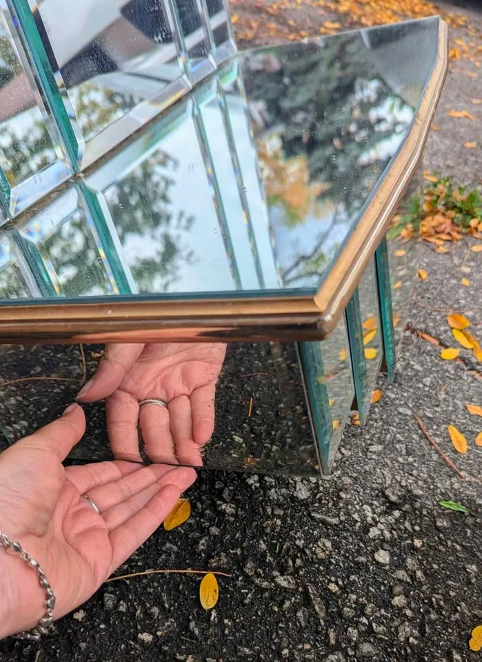 Rare Art Deco Beveled Mirror Shelf Unit - photo 4