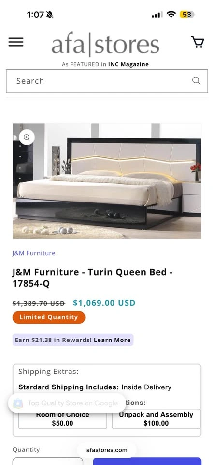 TURIN Queen Size Bed Frame  - Light Grey & Black - photo 4