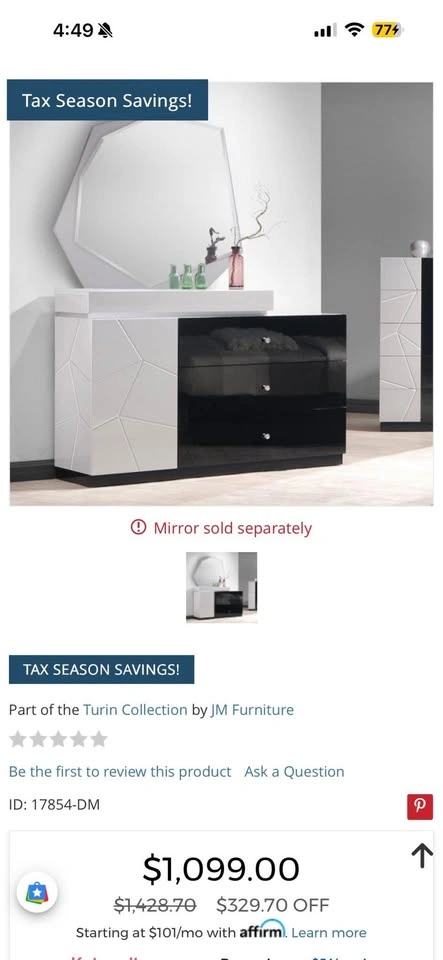 Turin Dresser - Black & Grey - photo 2
