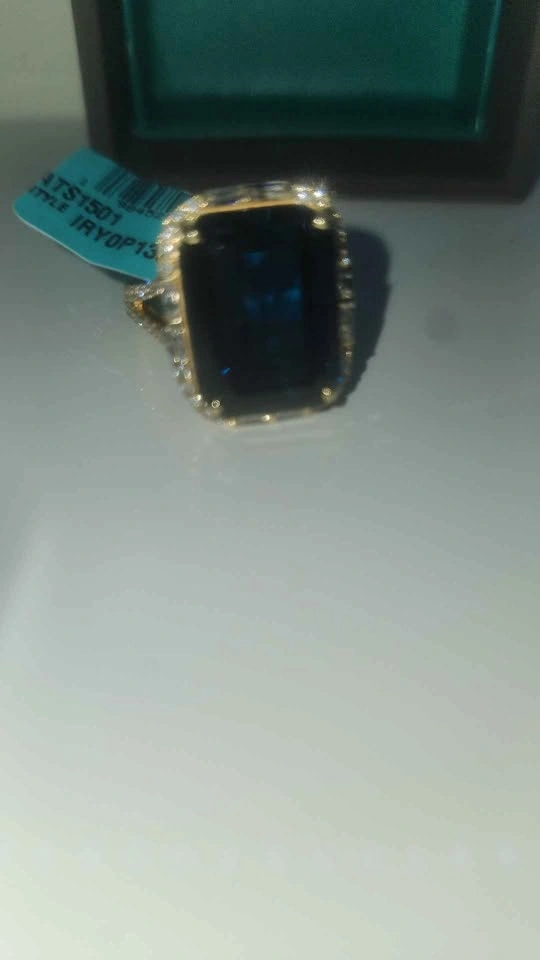 14k Intricate Gold Ring with London Lapiz Gemstone - photo 4