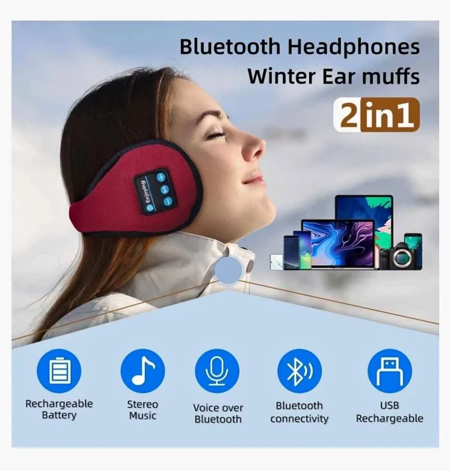 Wireless Bluetooth Headphone Ear Muffs. ( Brand New) thumbnail