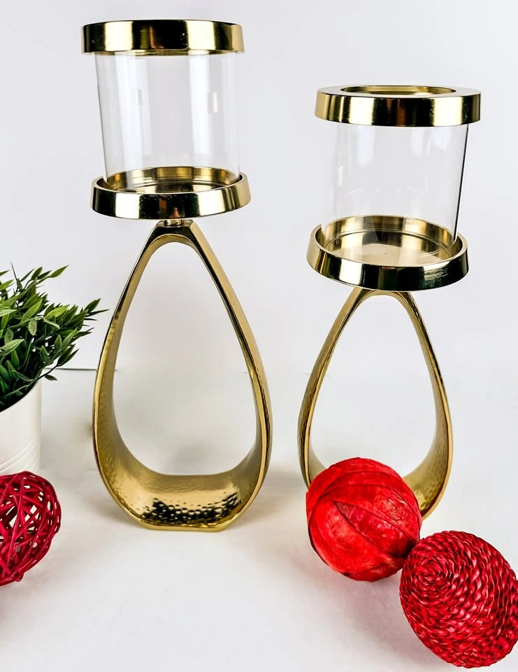 Gold Metal Candle Stand Set – New (Unopened)