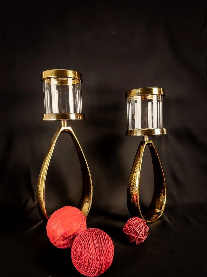 Gold Metal Candle Stand Set – New (Unopened) - photo 2