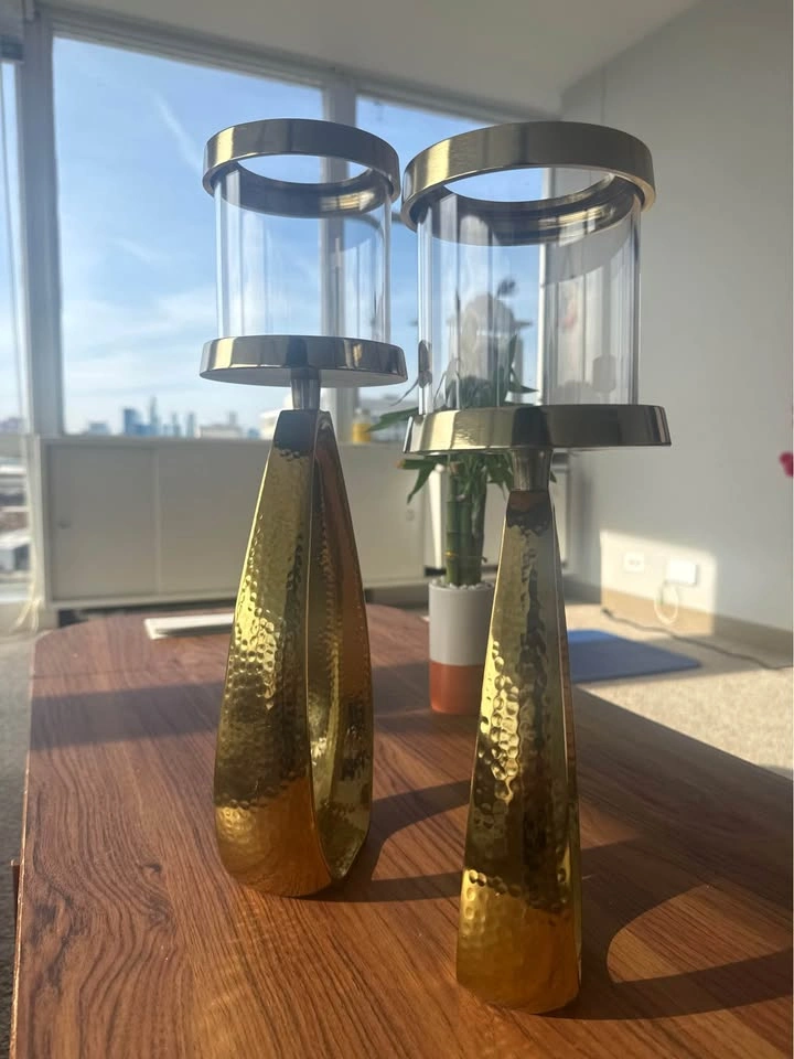 Gold Metal Candle Stand Set – New (Unopened) - photo 3
