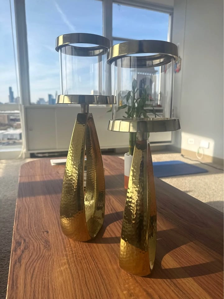 Gold Metal Candle Stand Set – New (Unopened) - photo 4